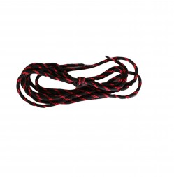 BOOT LACES - BLACK ROUNDED WITH RED STRIPES