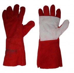 FORCE GLOVES LEATHER RED HEAT RESISTANCE WHITE LINER 35 cm